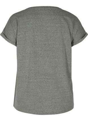 Mottled t-shirt in cotton, Balsam Green BE KIND, Packshot image number 1