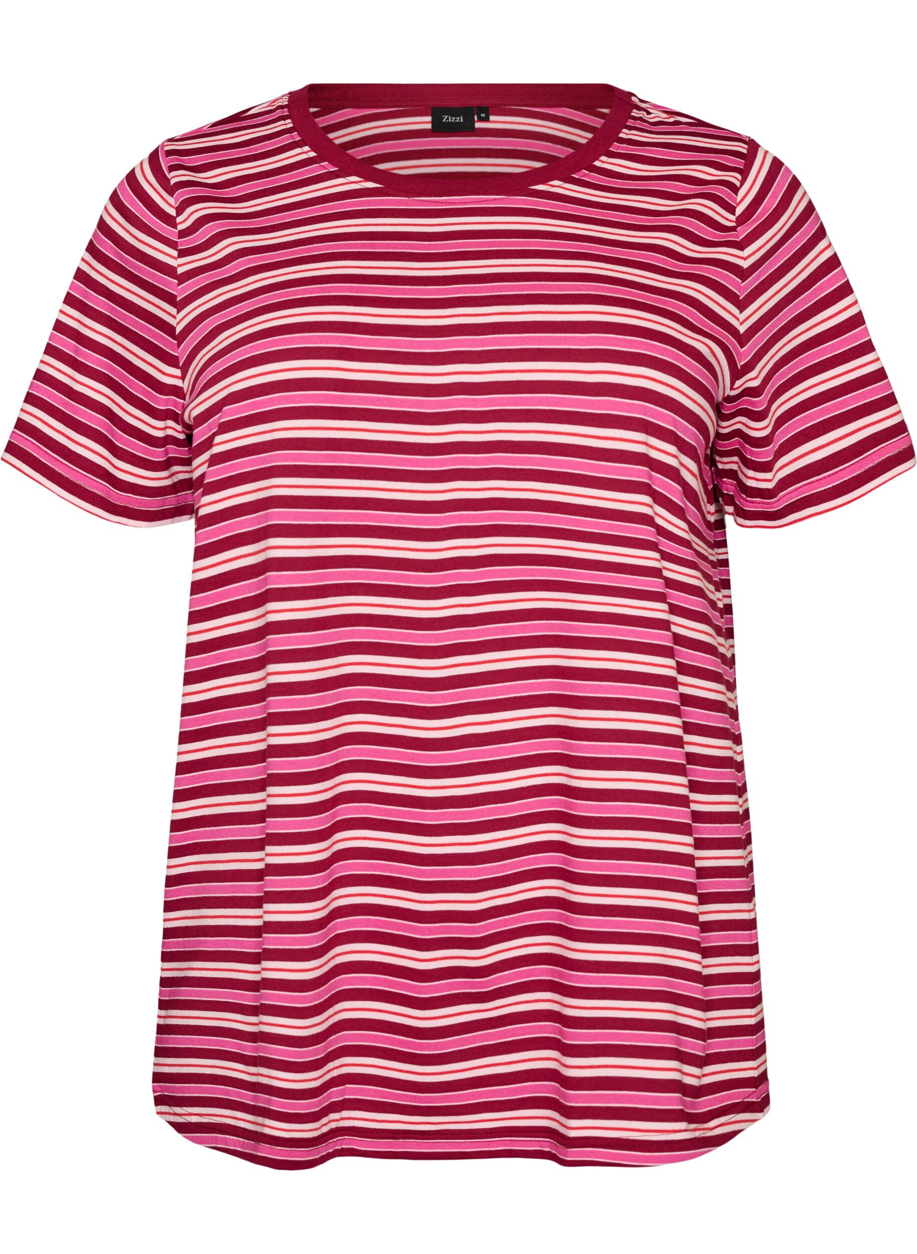 Zizzifashion Striped organic cotton T-shirt, Red, Packshot image number 0