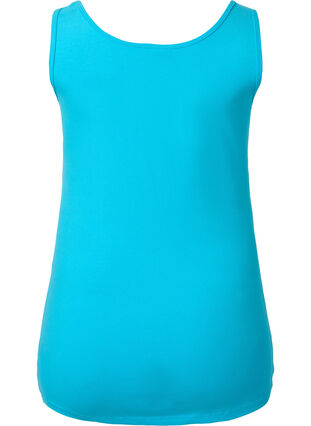 Solid color basic top in cotton, Blue Atoll, Packshot image number 1