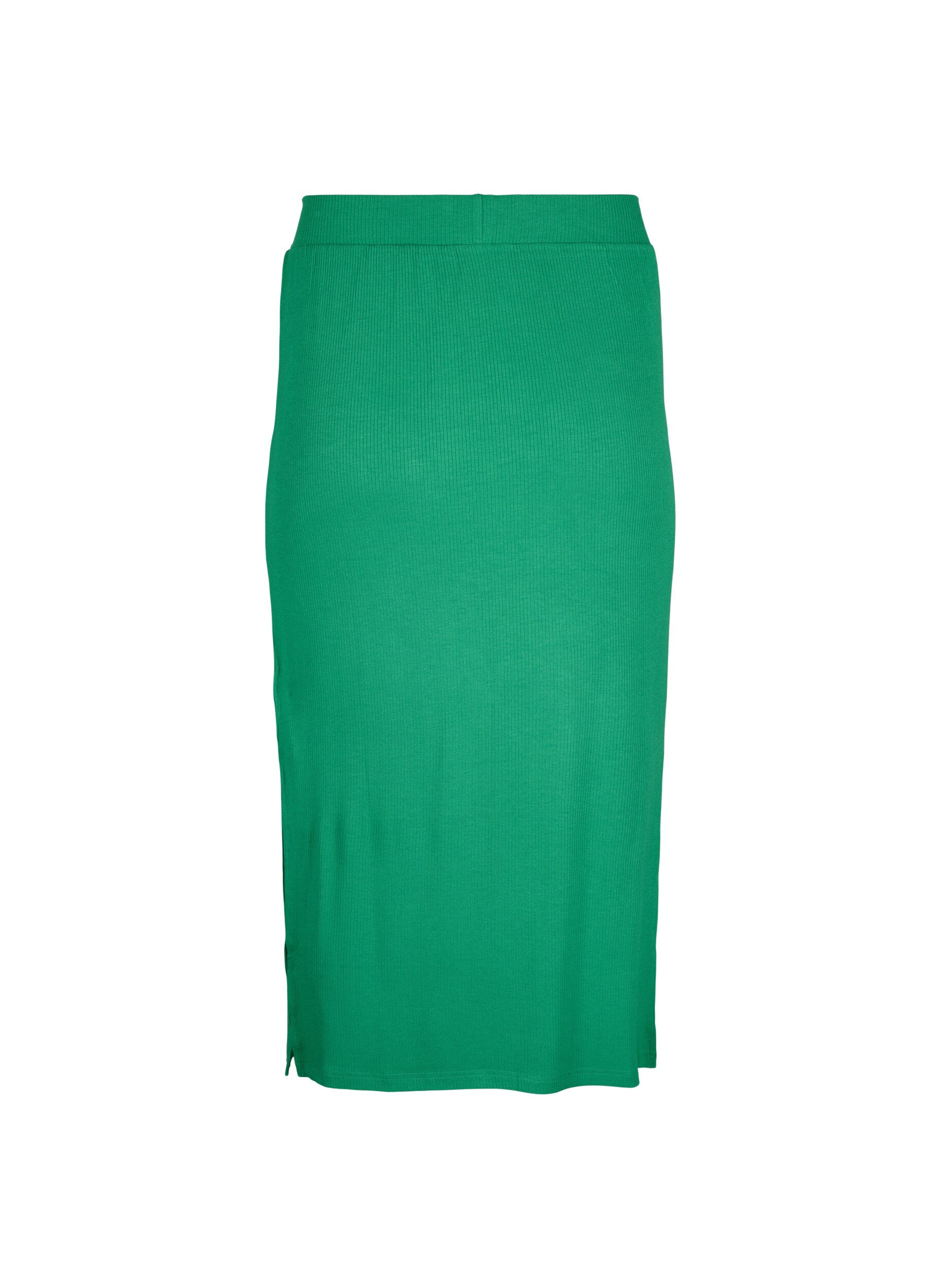 Zizzifashion Slim fit midi skirt in viscose, Green, Packshot image number 1