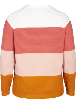 Striped knitted blouse with a round neckline, Faded Rose Comb, Packshot image number 1