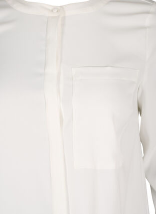 Long, solid-coloured shirt with breast pocket, Warm Off-white, Packshot image number 2
