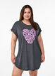 Short sleeve nightgown with text print, Black, Model image number 0