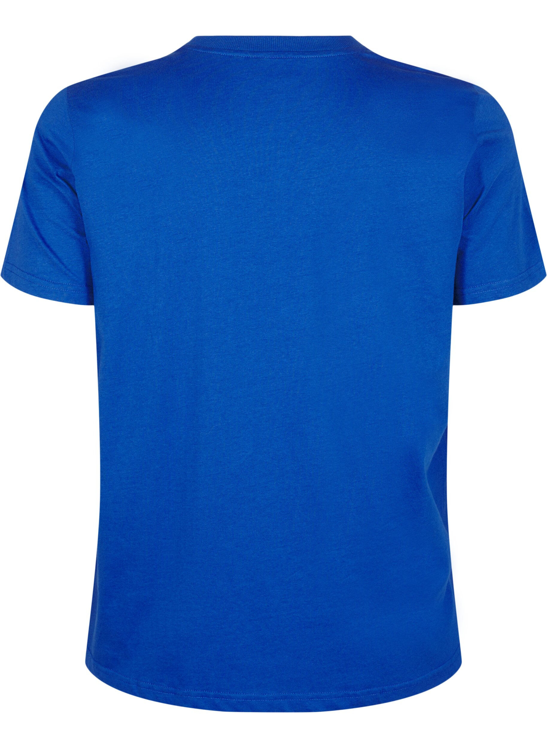 Zizzifashion Basic cotton T-shirt with round neck, Blue, Packshot image number 1