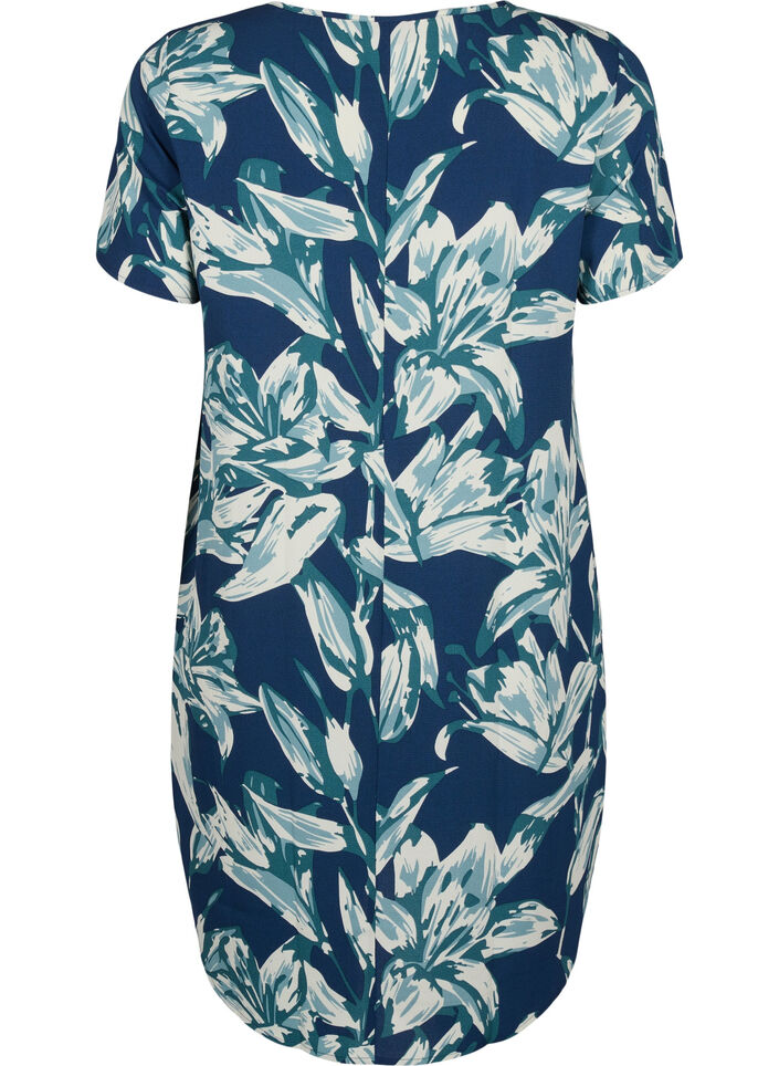 Dress with print and short sleeves, Blue, Packshot image number 1