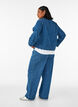 Myra jeans with wide fit and distressed pattern, Blue, Model image number 1