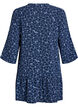 Tunic with an embroidered floral pattern and 3/4 sleeves, Blue, Packshot image number 1