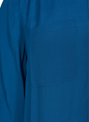 Viscose tunic with buttons and 3/4 sleeves, Maroccan Blue, Packshot image number 3