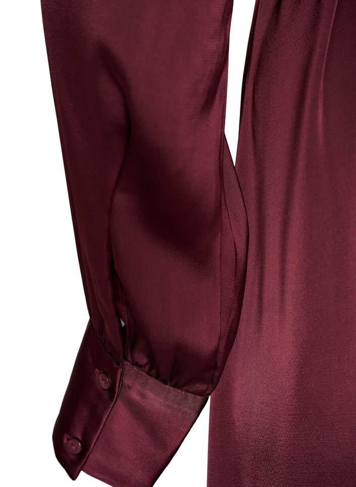 Satin shirt dress with a tie-belt, Red, Packshot image number 3