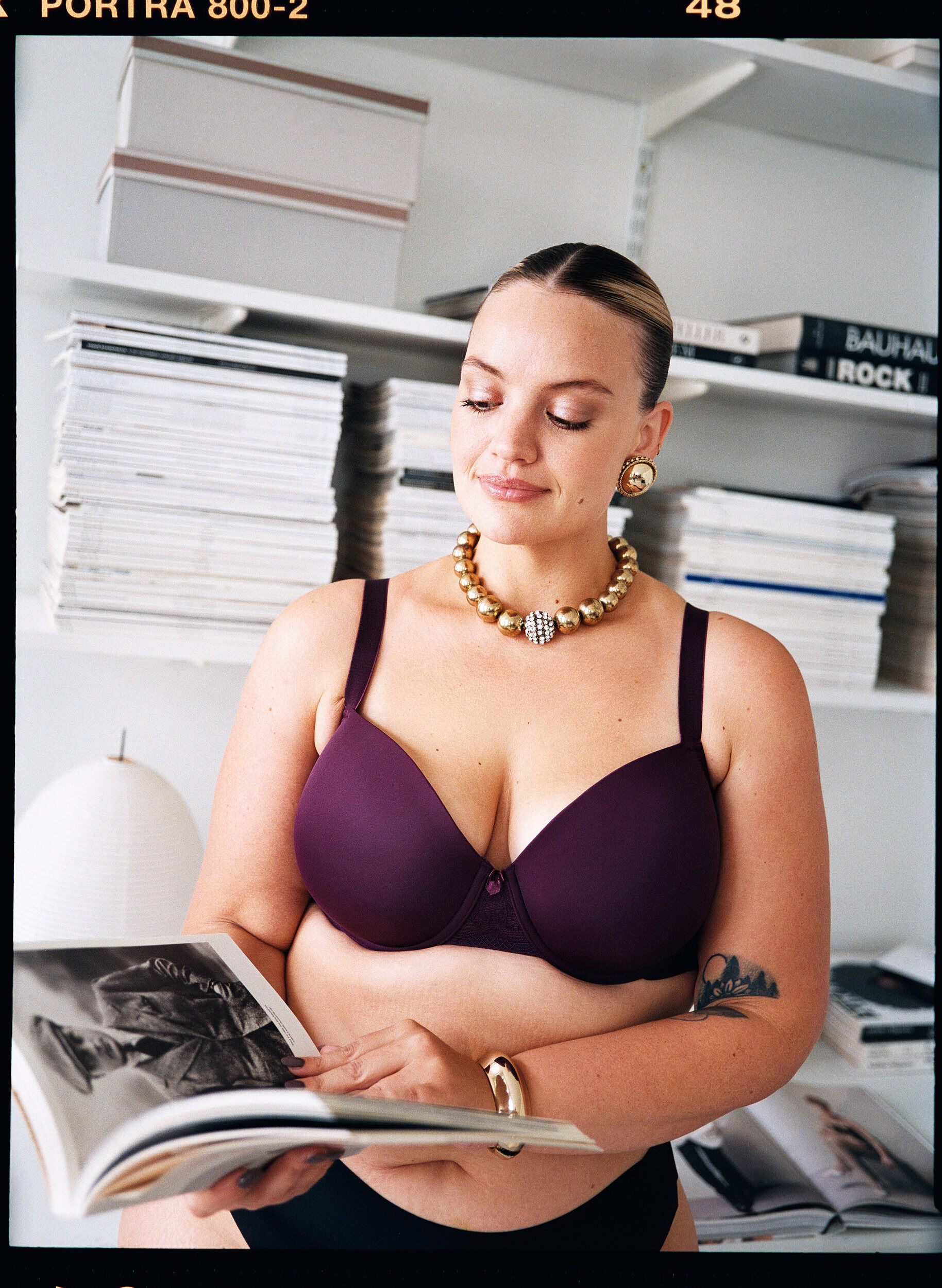 Zizzifashion Moulded bra with mesh, Purple, Image image number 0