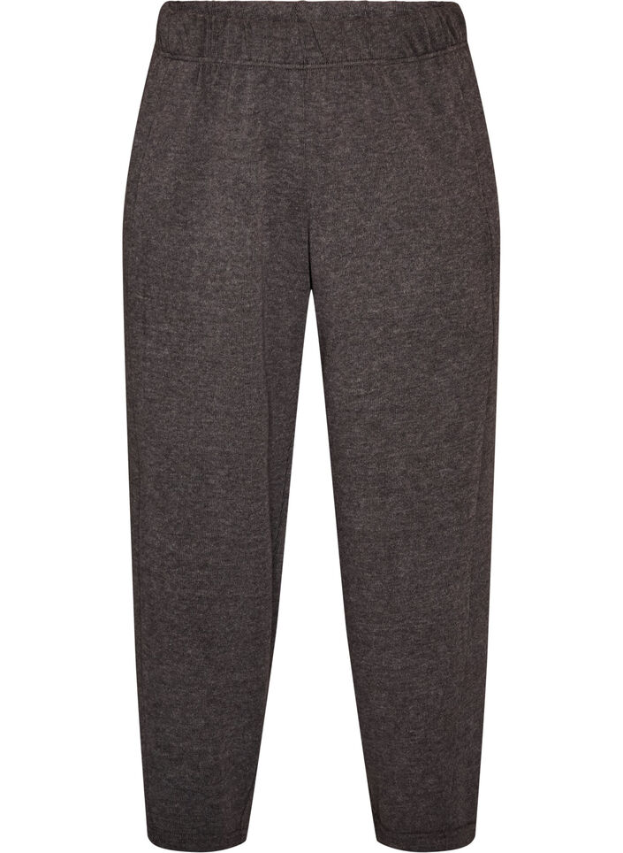 Jersey trousers with a barrel fit and high waist, Dark Grey, Packshot image number 0