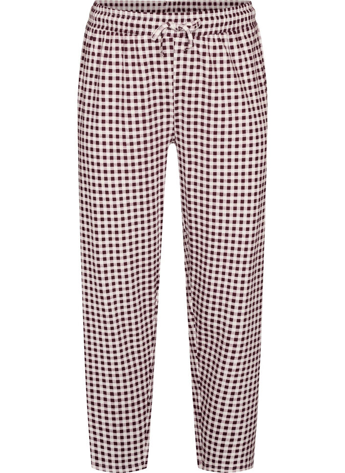 Cotton pyjama trousers with high waist, Red, Packshot image number 0