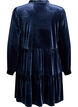 Short velour dress with a ruffle collar and long sleeves, Blue, Packshot image number 1