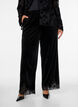 Velvet trousers with lace trim and wide legs, Black, Model image number 0