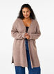 FLASH - Ribbed cardigan with slits, Brown Lentil Melange, Model image number 0