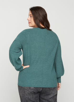 Short knitted cardigan with buttons, Sea Pine Mel., Model image number 1