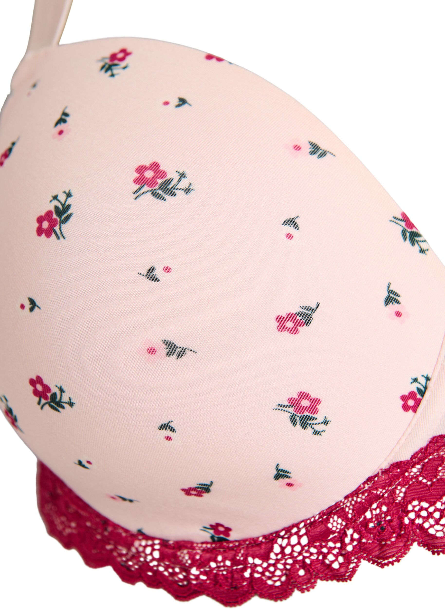 Zizzifashion Moulded bra with floral print and lace, Rose, Packshot image number 2