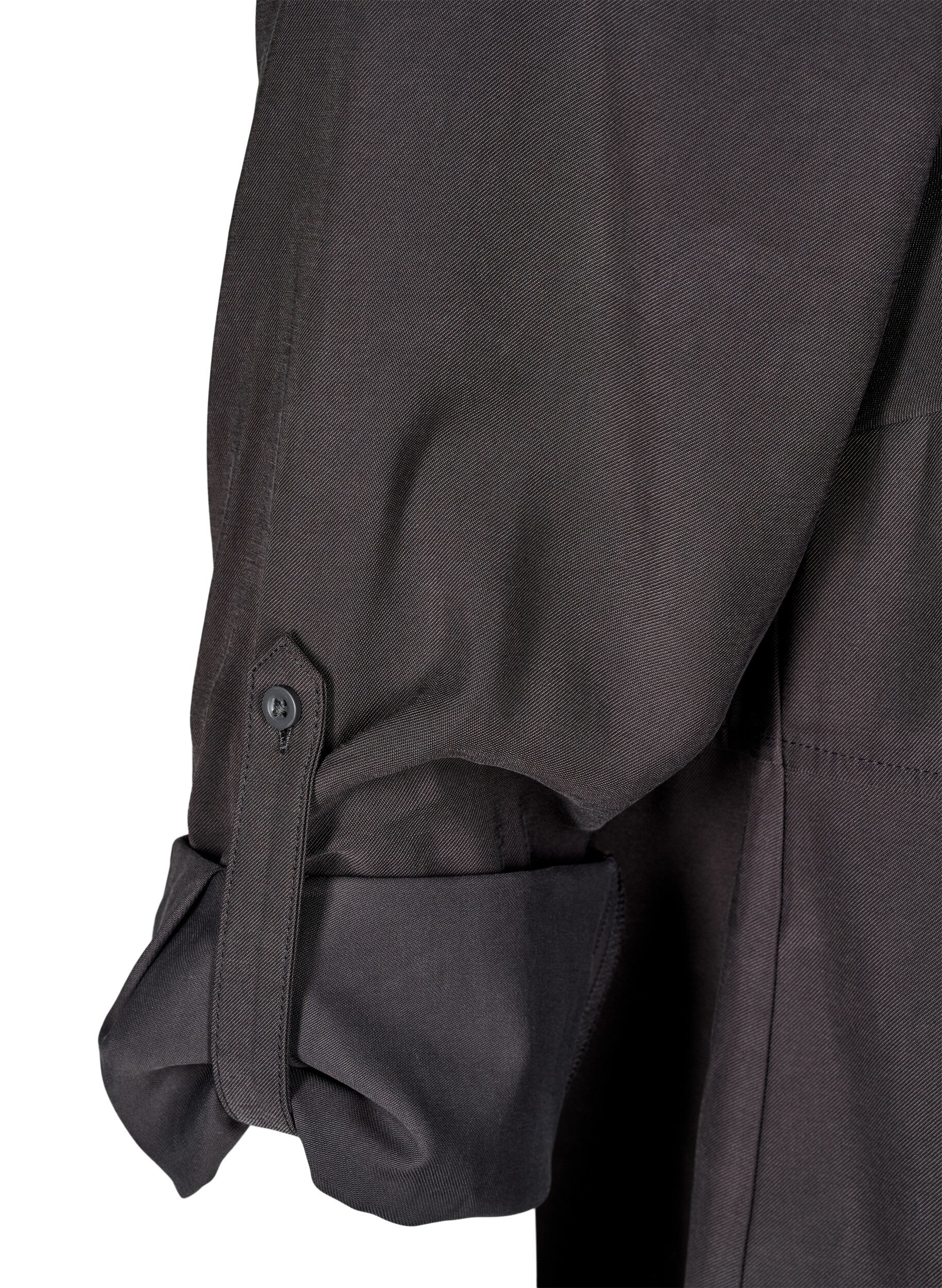 Zizzifashion FLASH - Shirt with collar and roll-up sleeves, Dark Grey, Packshot image number 3