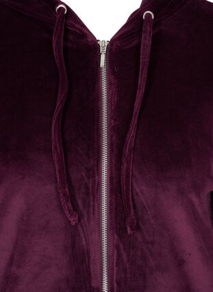 Velour cardigan with zip and hood, Winter Bloom, Packshot image number 2