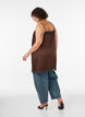 Long satin top with lace edges, Brown, Model image number 2