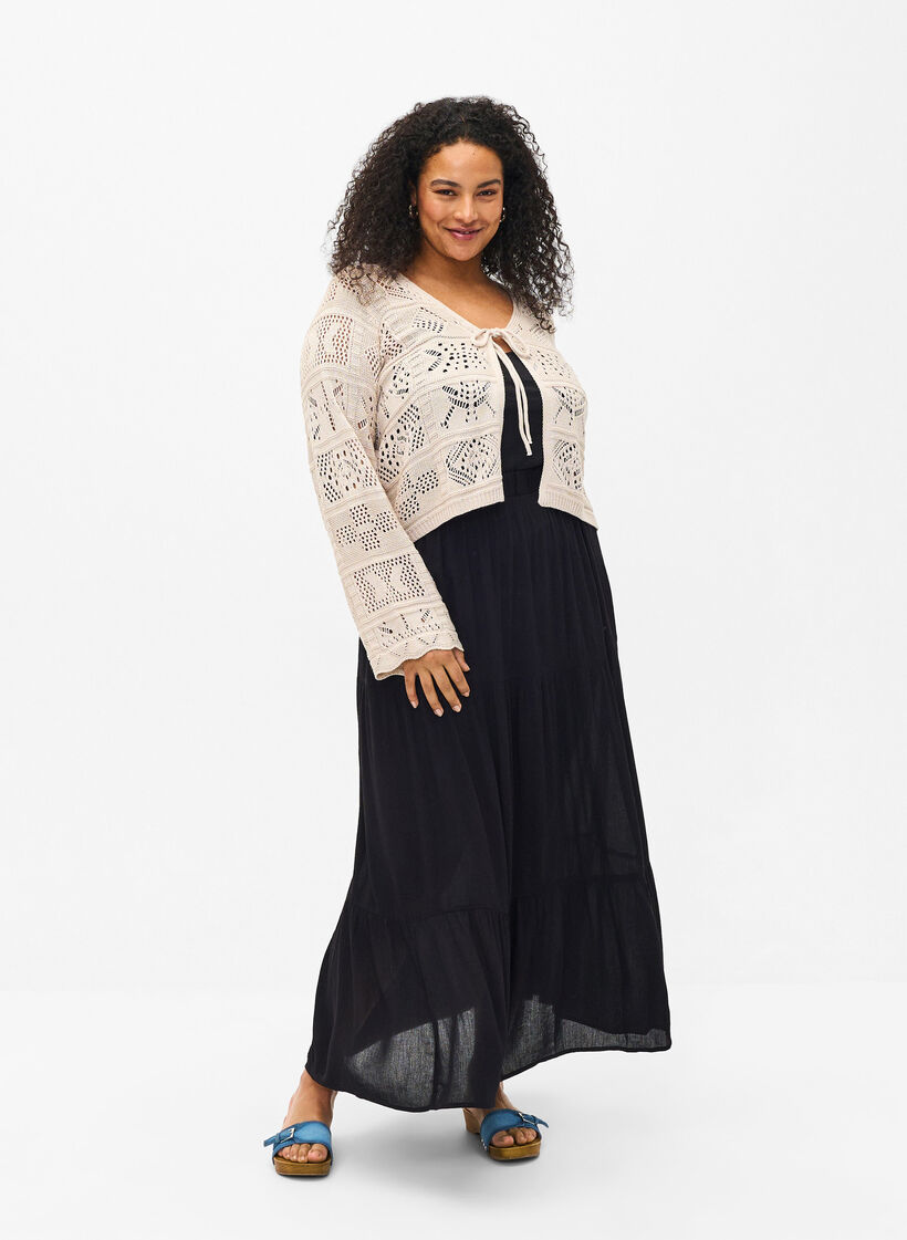 Long skirt with elasticated waist, Black, Model image number 0