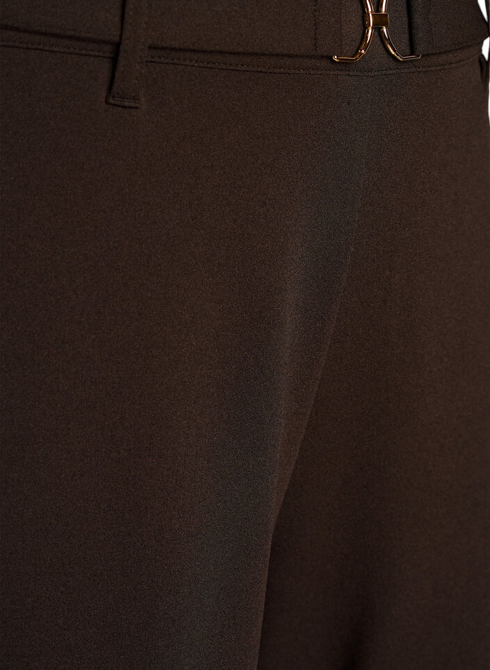High-waisted trousers with belt detail and gold buckle, Brown, Packshot image number 2