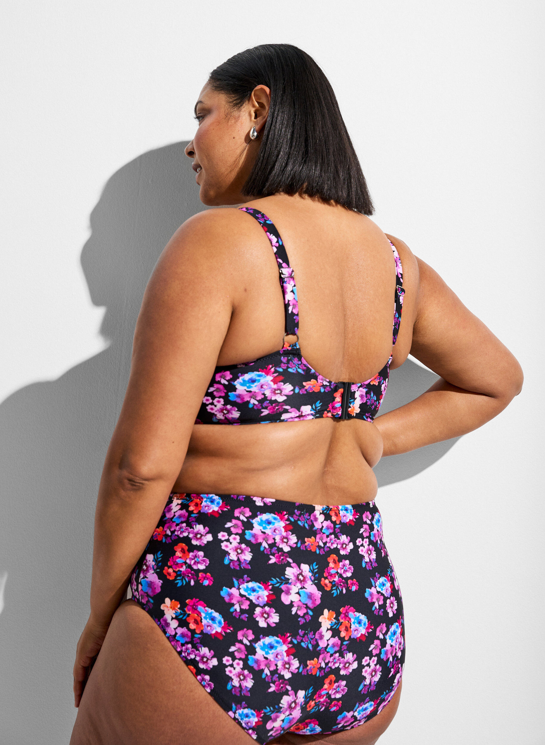 Zizzifashion Underwire bikini bra with pattern, Purple, Model image number 2