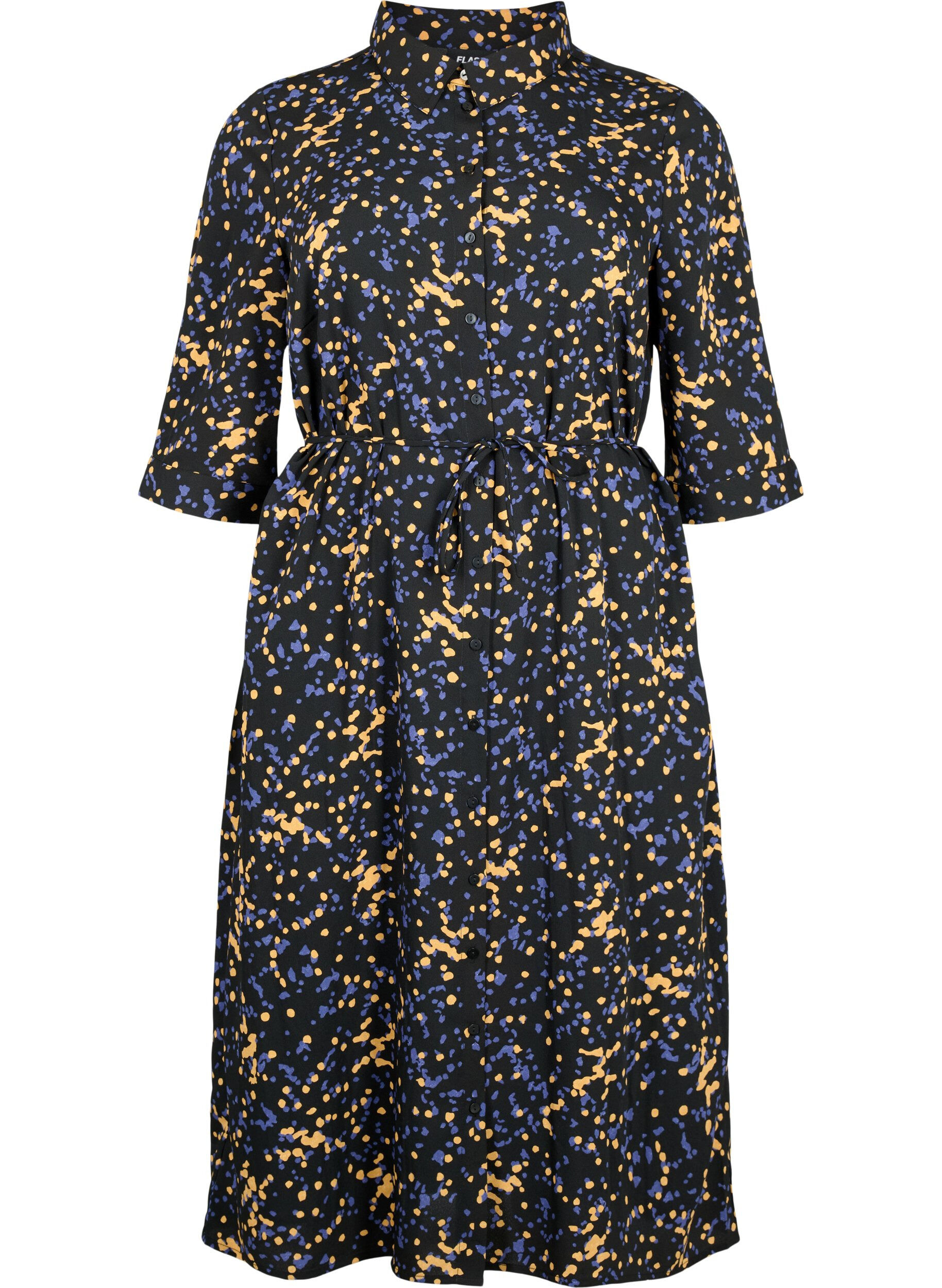 Zizzifashion FLASH - Shirt dress with print, Black Splash AOP, Packshot image number 0