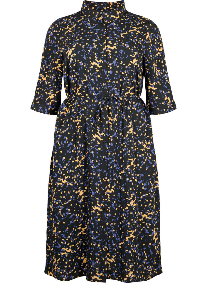 FLASH - Shirt dress with print, Black Splash AOP, Packshot image number 0
