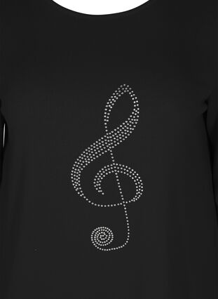 Long-sleeved blouse with decorative rhinestones, Black, Packshot image number 2