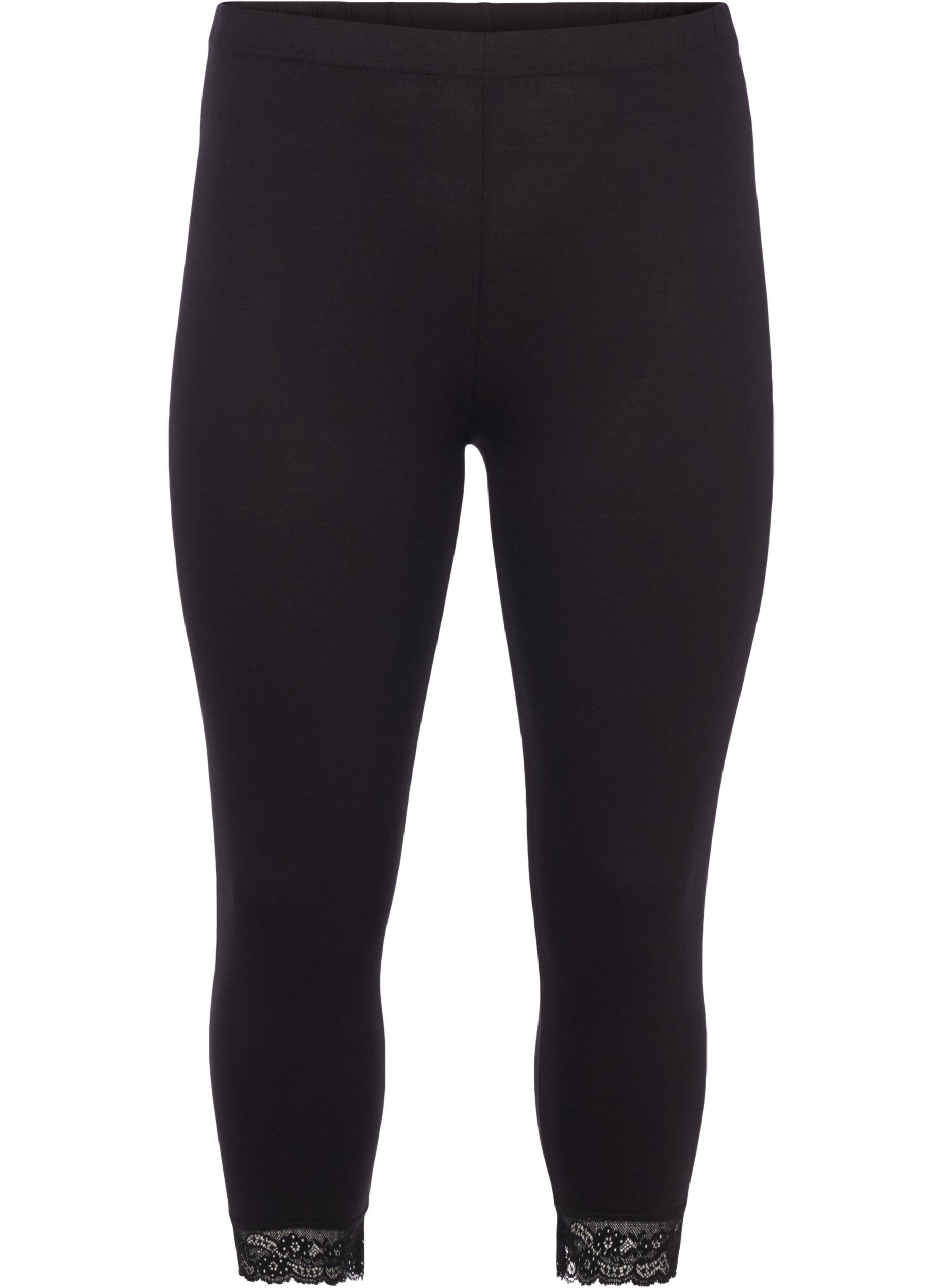 Basic 3/4 leggings with lace trim