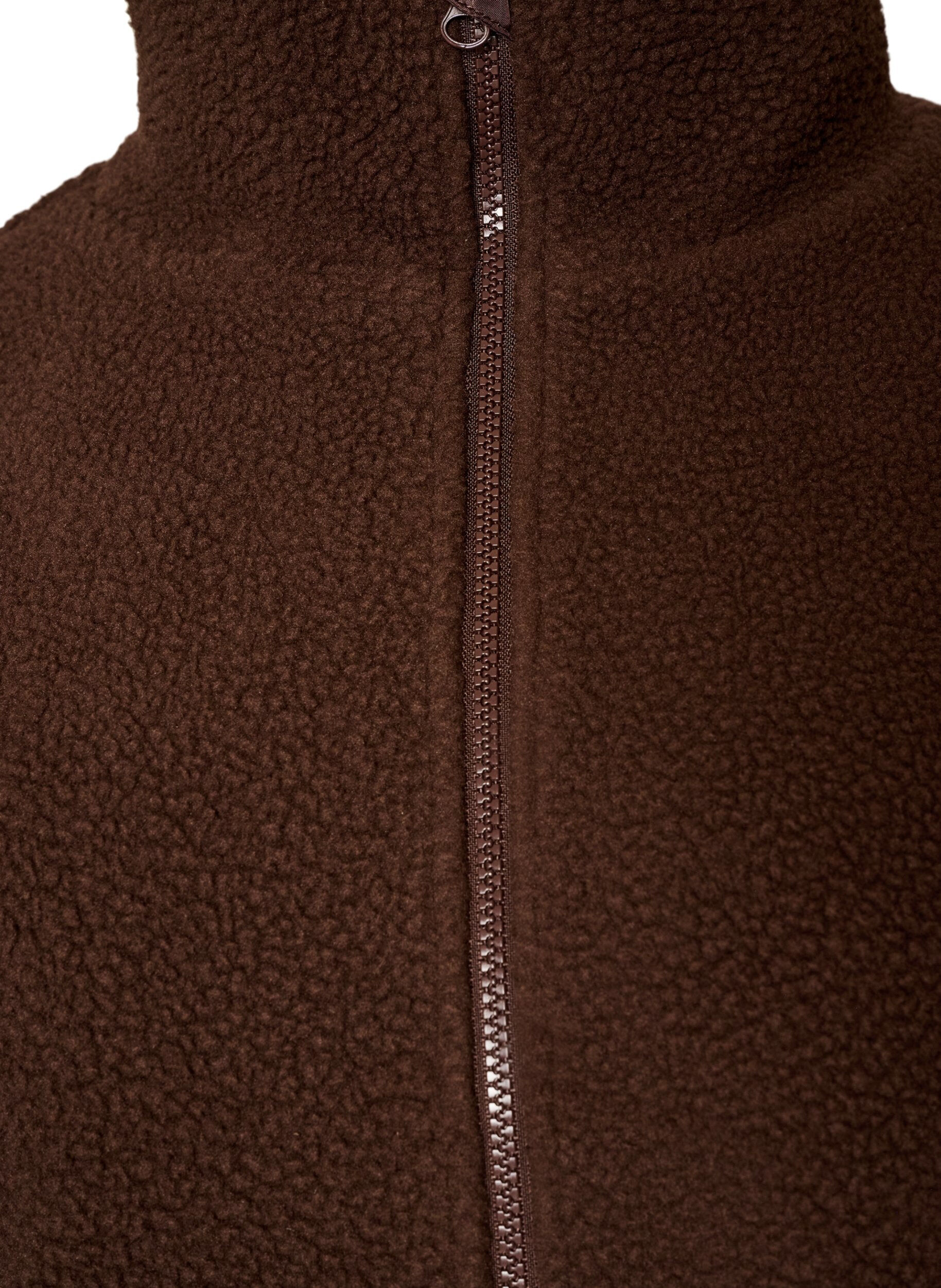 ZizzifashionTeddy jacket with eyelet embroidery trim and high collar, Brown, Packshot image number 2