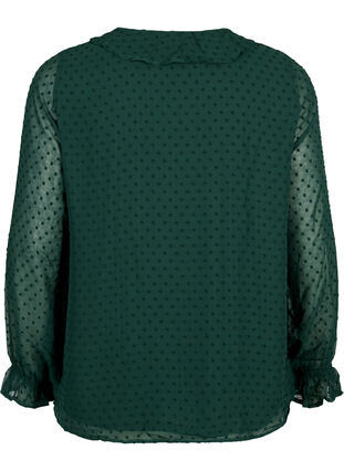 Blouse with ruffles and dotted texture, Scarab, Packshot image number 1