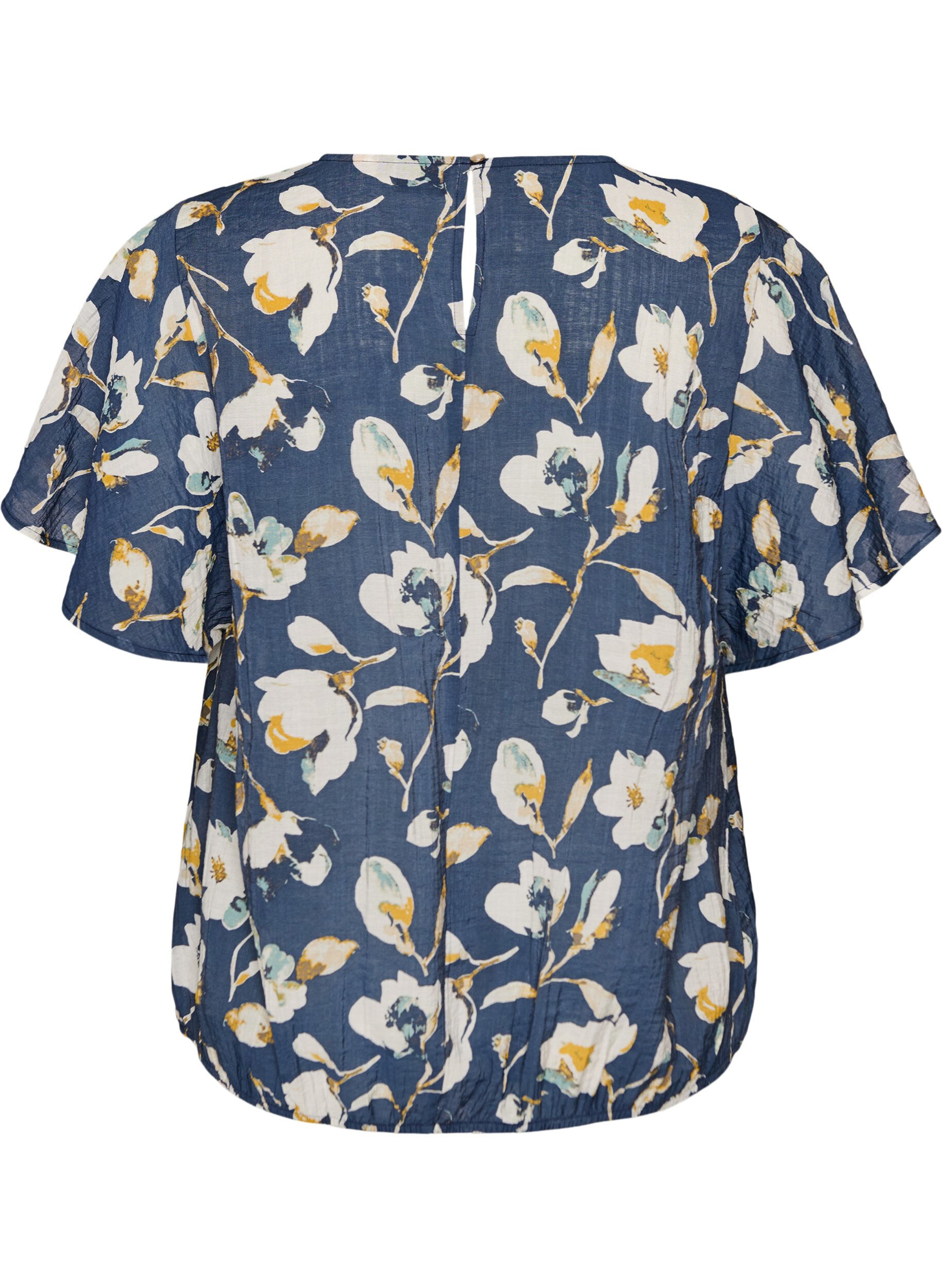 Zizzifashion Blouse with balloon shape and wing sleeves, Blue, Packshot image number 1