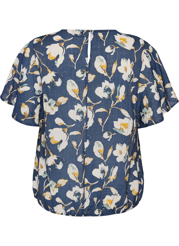 Blouse with balloon shape and wing sleeves, Blue, Packshot image number 1