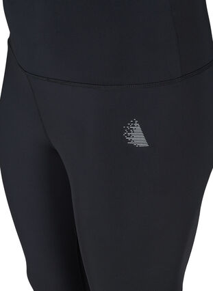 Cropped sports leggings with mesh, Black, Packshot image number 2
