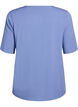 FLASH - Short-sleeved woven blouse with round neck, Blue, Packshot image number 1
