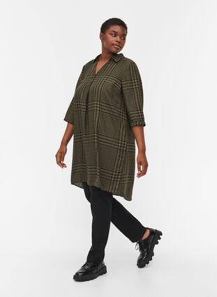 Checked tunic with 3/4 sleeves, Ivy Green Check, Model image number 2