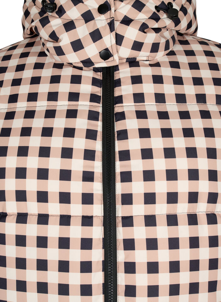 Checked puffer winter jacket, Black w. Nomad Check, Packshot image number 2