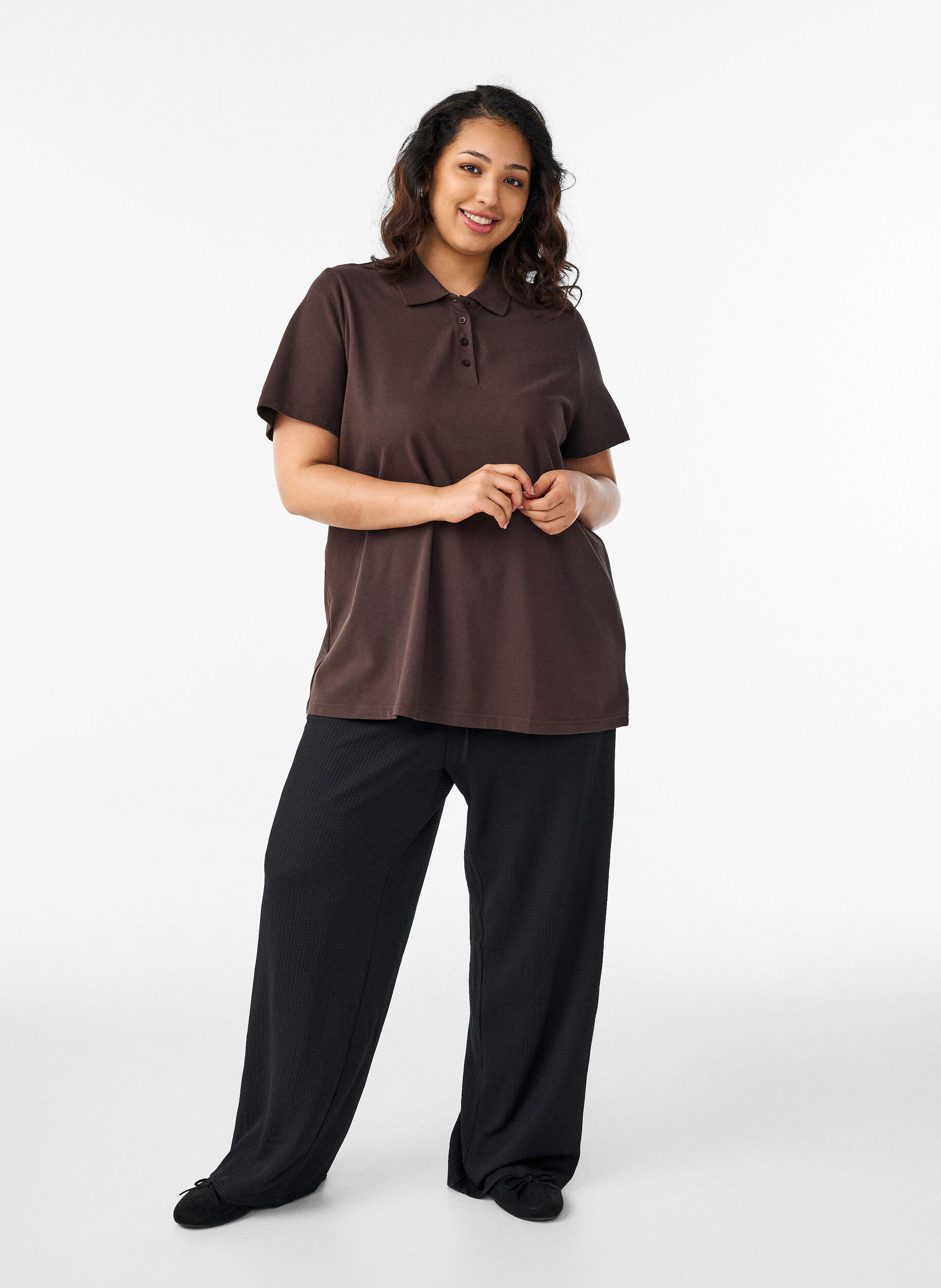 Zizzifashion Polo shirt with short sleeves, Brown, Model image number 1