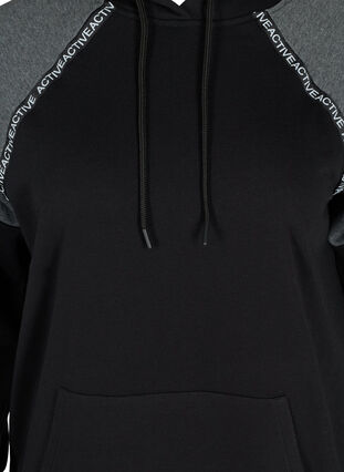 Sweatshirt with hood and pocket, Black, Packshot image number 2