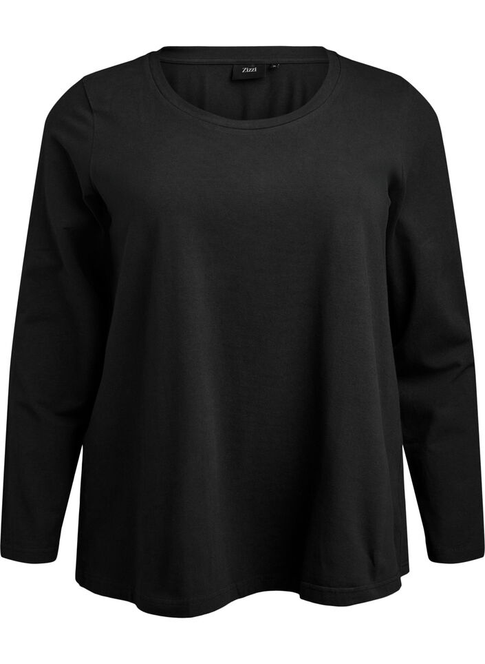 Basic jersey blouse with long sleeves, Black, Packshot image number 0