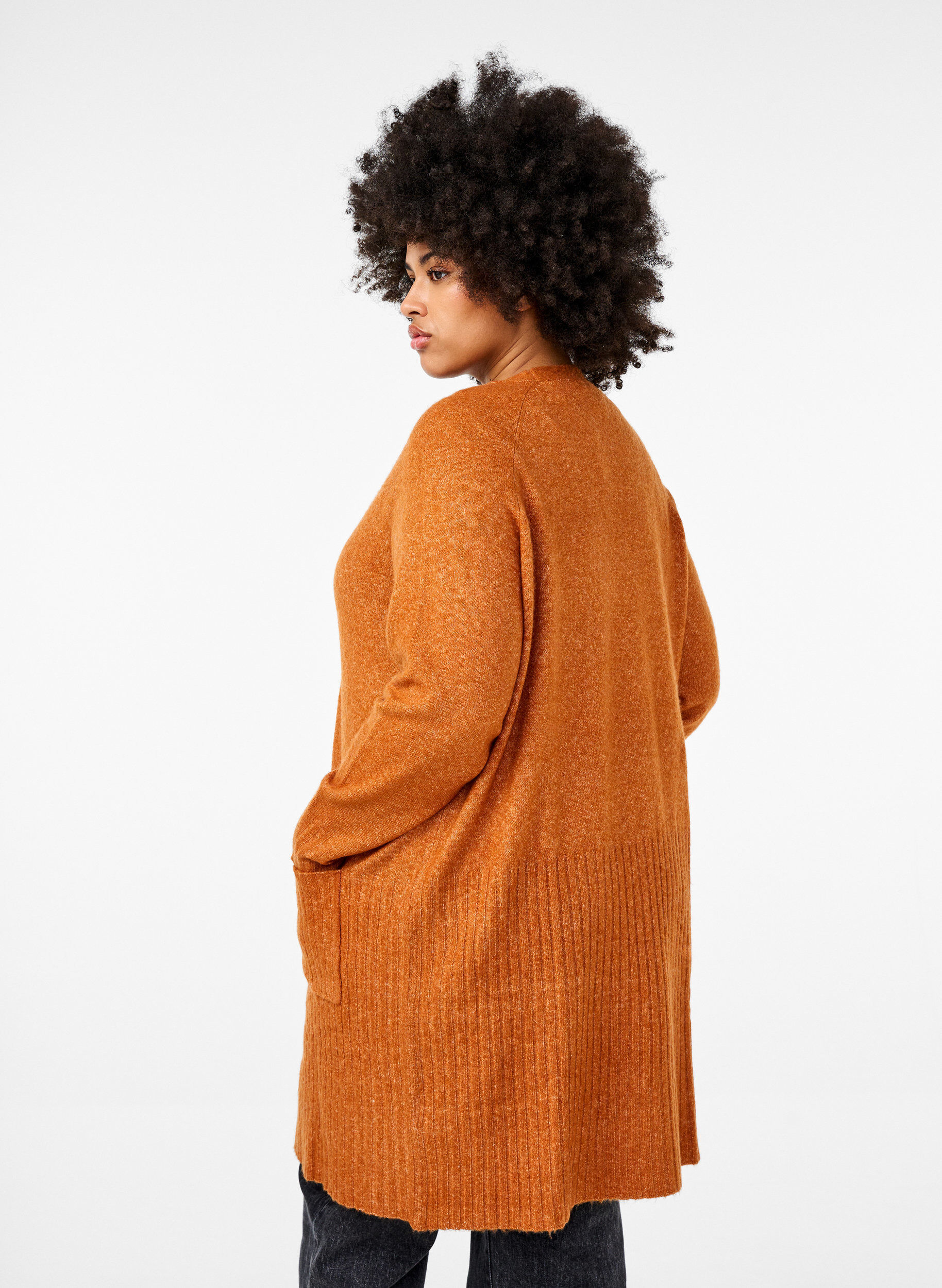 Zizzifashion Long cardigan with pockets, Autumnal Mel., Model image number 1