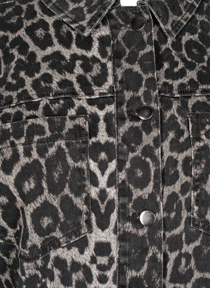 Leopard print denim shirt with buttons, Dark Grey, Packshot image number 2