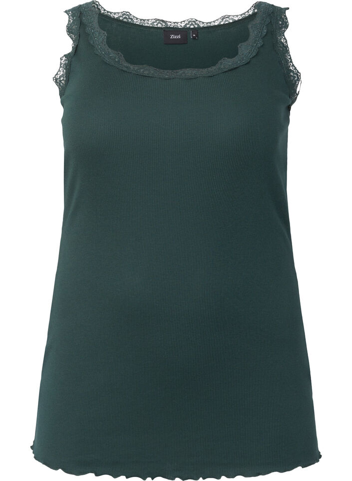Top with lace trim, Green, Packshot image number 0