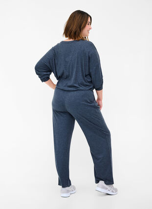 Loose trousers made from ribbed material, Night Sky Mel. , Model image number 1