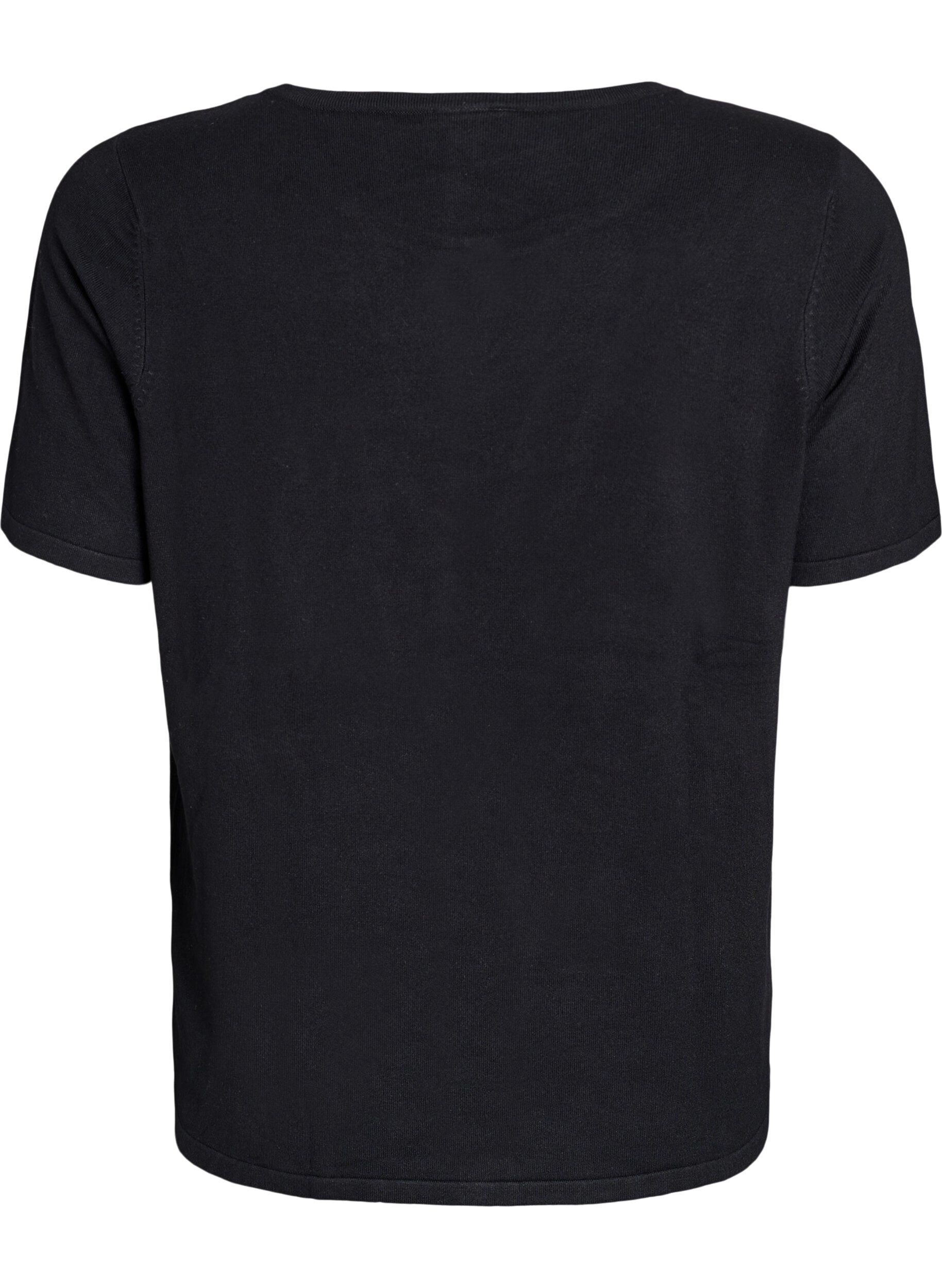 Zizzifashion Short-sleeved knit cardigan in viscose, Black, Packshot image number 1