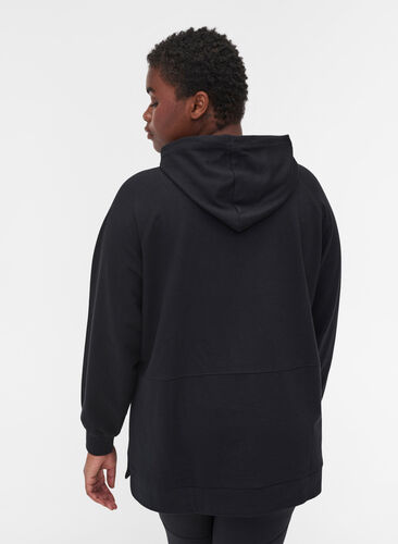 Hooded sweatshirt with slits, Black, Model image number 1