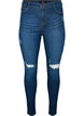 Super slim Amy jeans with destroy and high waist, Dark blue, Packshot image number 0