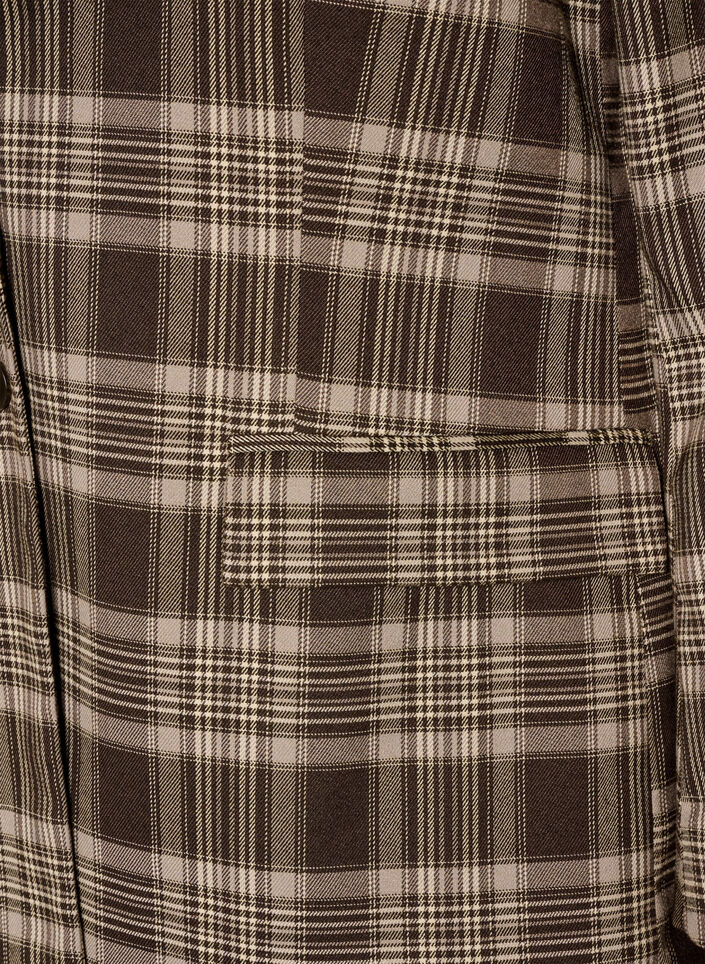 Checked blazer with pockets and back vent, Brown, Packshot